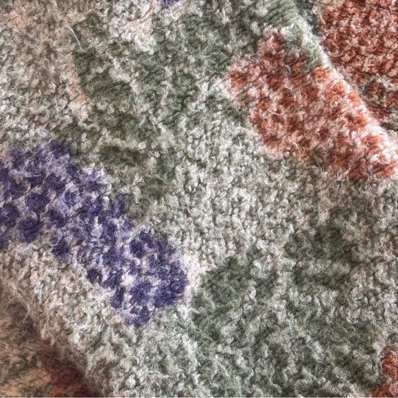 DUFFEL Made in America Long Sleeve Hooded Button Up Grape Print Sweater Small - Picture 9 of 11